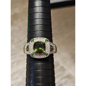 925 Emerald Ring Size 12 - 7.48g